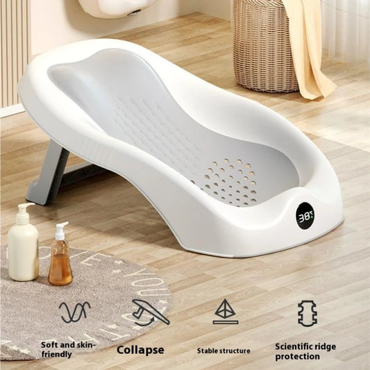 BabySpa™ Portable Digital Baby Bath Stand – Adjustable Sit & Lie Design with Temperature Display
