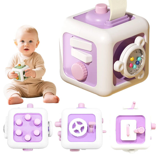 SENNIXIONG 6-in-1 Activity Cube Busy Board – Montessori Sensory Toy with Switches, Drawers & Skill Practice for Toddlers
