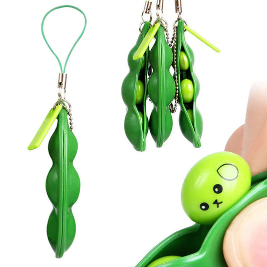Cute Pea Pop Fidget Keychain for Stress Relief & Focus