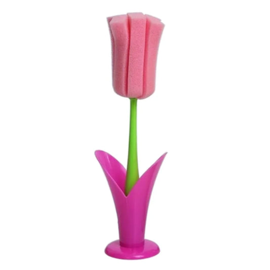 Creative Tulip Cup Cleaning Brush – Portable Long-Handle Sponge Cleaner for Cups & Bottles