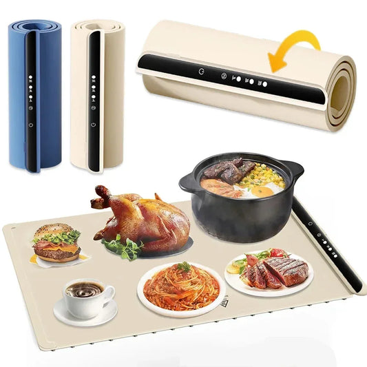 Foldable Silicone Electric Food Warming Tray with 3 Heat Levels