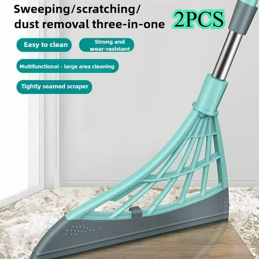 1/2 Pcs Silicone Magic Rubber Broom Mop – Multifunctional Floor Squeegee & Dust Cleaner for Home, Bathroom, and Toilet