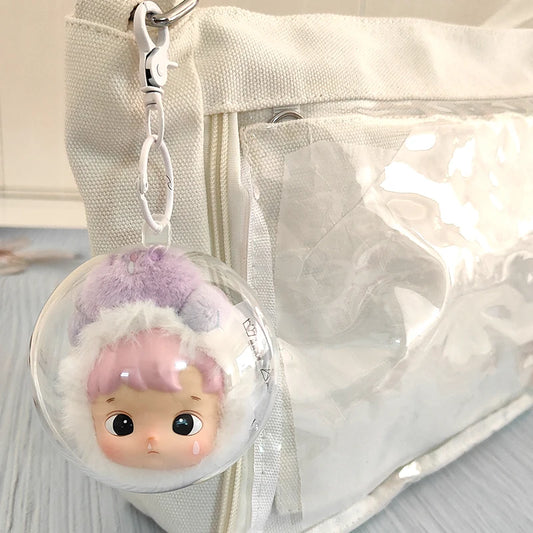 Clear Protective Display Case – Cute Kawaii Transparent Circle Box for 8cm–10cm Anime Dolls, Plushies & DIY Toys