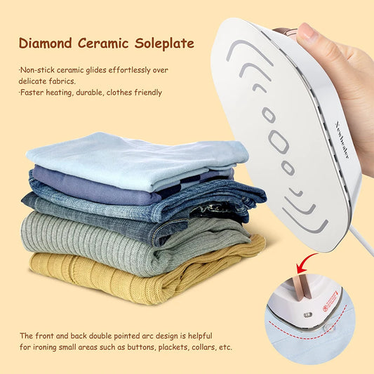 Travel Mini Dry Iron – Dual Voltage 120V/220V Handheld Iron with Non-Stick Ceramic Soleplate & Fast 30s Heat-Up