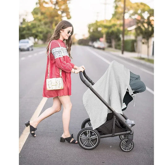 MamaComfort™ Cotton Breastfeeding Cover – Adjustable Nursing Apron & Stroller Privacy Blanket