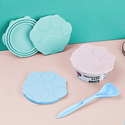 3-in-1 Reusable Silicone Pet Can Lid with Spoon – Fresh-Keeping Food Cover for Dogs & Cats