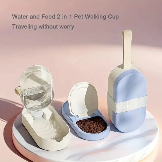 Portable Pet Water & Food Dispenser – Leak-Proof Travel Bottle with Drinking Cup for Cats, Dogs & Small Pets