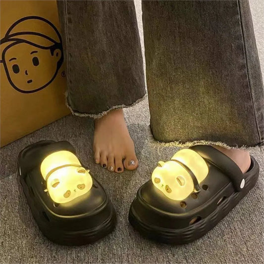 Cute Panda Lantern Indoor Slippers with Thick Anti-Slip Sole