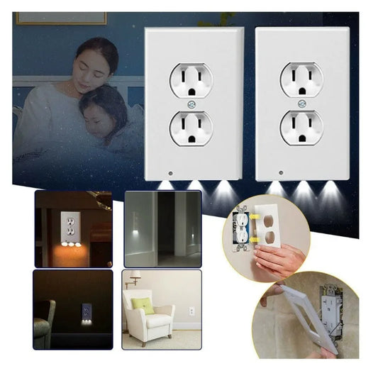 GlowPlug™ Duplex Electrical Outlet – Modern Wall Plug with Auto On/Off LED Night Light