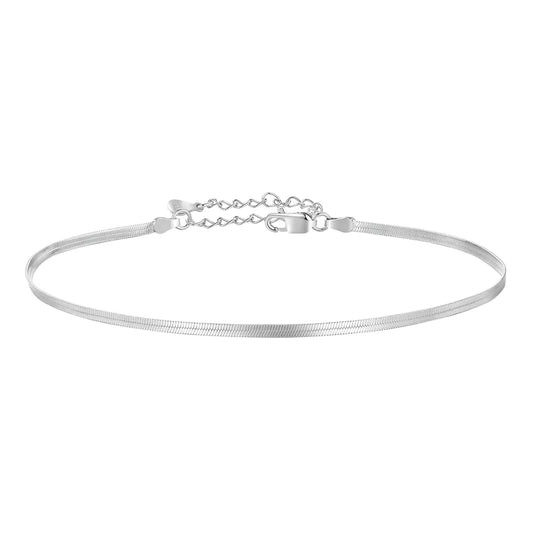 Sterling Silver Snake Chain Adjustable Anklet for Women