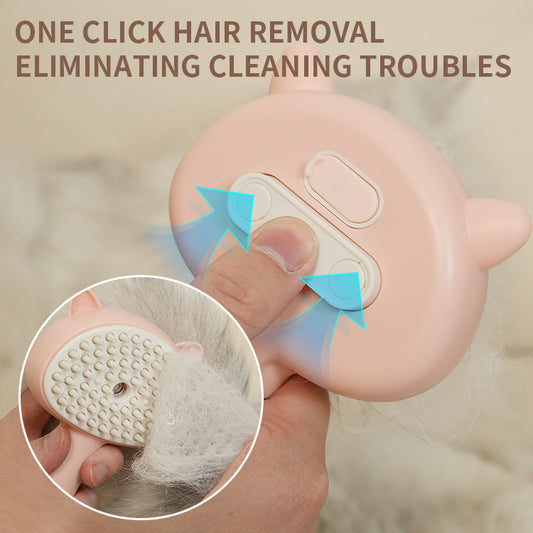 Rechargeable Pet Grooming Brush with Mist – Self-Cleaning Hair Remover & Massager for Cats and Dogs
